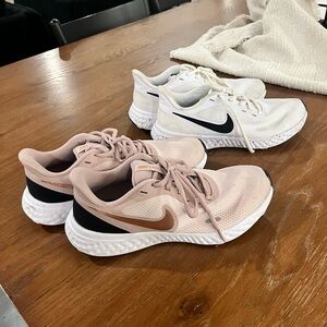 2 pair Nike Women's Pink and Black Athletic Shoes